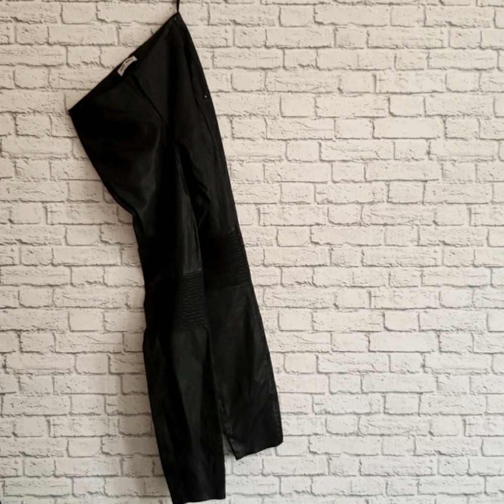 Faux leather moto pants